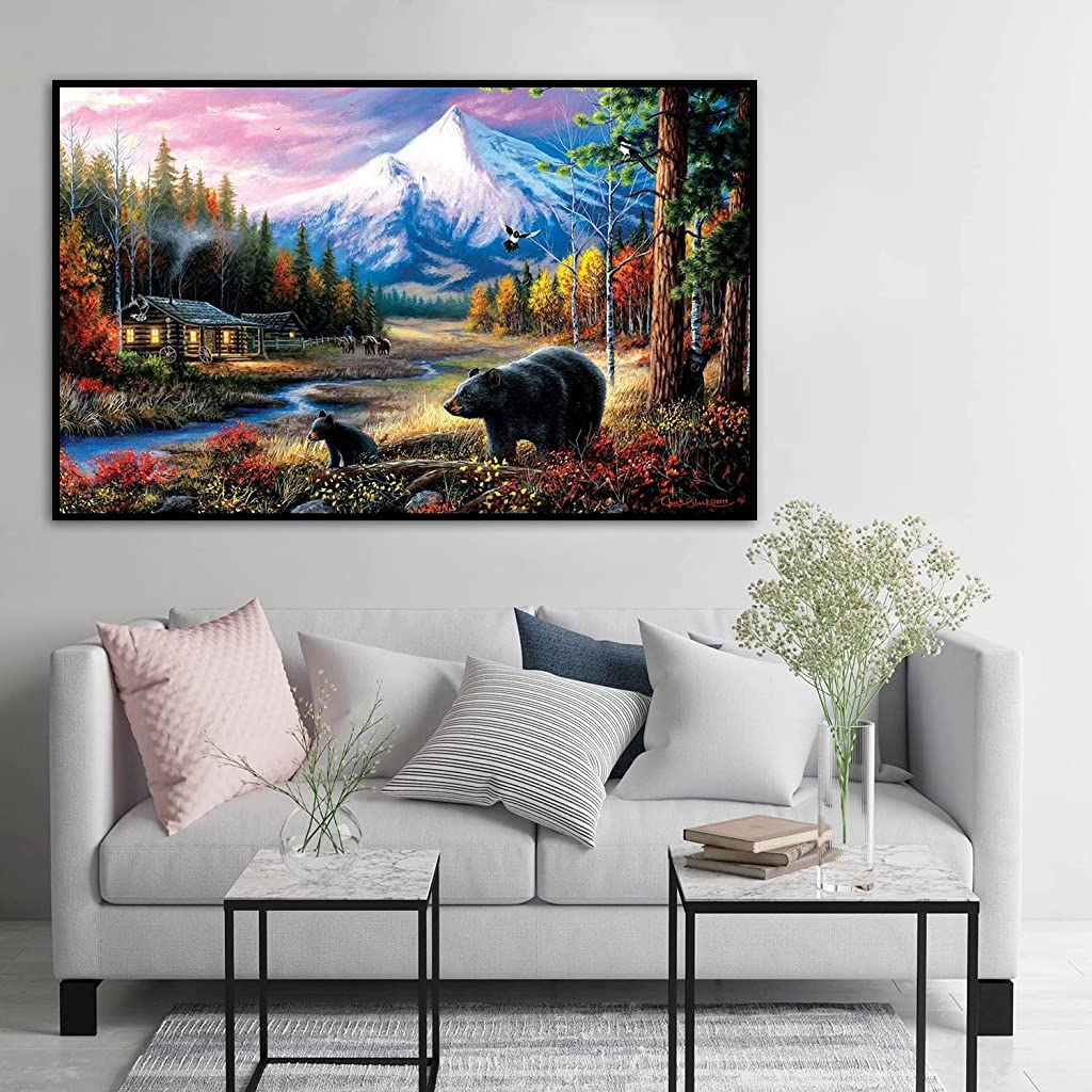 HASTHIP 5D Diamond Painting Kit, 27.5 X 15.7inch Large Size Black Bear Diamond Painting Kits for Adults, DIY Full Drill Crystal Rhinestone Arts and Crafts, Art Diamond Painting for Home Wall Decor HASTHIP 5D Diamond Painting Kit, 27.5 X 15.7inch Large Size Black Bear Diamond Painting Kits for Adults, DIY Full Drill Crystal Rhinestone Arts and Crafts, Art Diamond Painting for Home Wall Decor
